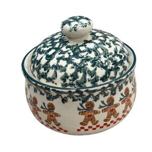 Folkcraft Gingerbread Lidded Sugar Candy Jar Tienshan